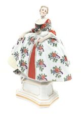Antique Ludwigsburg German 1800s Porcelain Woman Pug Dogs Figurine picture