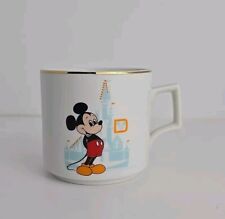Vintage Walt Disney World Productions Mickey Mouse Coffee Mug White w/Gold Trim picture