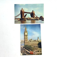 2 London England Postcards Big Ben & Tower Bridge J Arthur Dixon Vintage picture