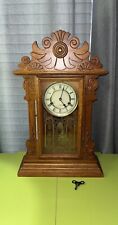 VTG Antique 1900 Era Mantle/Wall Clock Whimsical Gingerbread Wood Hand Carved picture