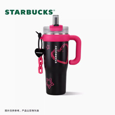 Starbucks Tumbler Sweet Cool Ice Black SS Cup Black Pink w/heart pendant 1280ml picture