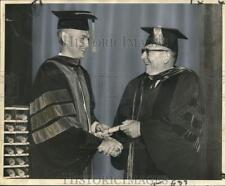 1963 Press Photo LSU president Dr. John Hunter delivers diploma to his son David picture