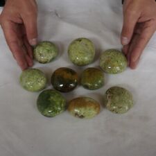 2.2LB 9Pcs Natural Green Opal Opalite Crystal Gem Stone Tumbled Palm Healing picture
