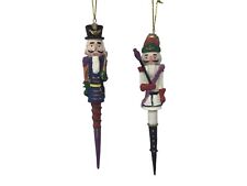 Vintage Skinny Toy Soldier Nutcracker Style Ornaments Lot Of 2 Christmas picture