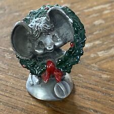 Vtg. 80’s Hudson Fine Pewter Mouse W Wreath W Enamel Cheddar & Co. Figurine 1.5” picture