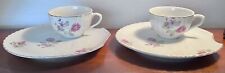 Vintage Lipper & Mann Snack Set 31-10C Saucers & Teacups Pink Floral Set of 2 picture