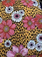 Vtg 1970 Pink Floral SPRINGMAID KASHMIR FLAT SHEET  68” X 108” Leopard picture