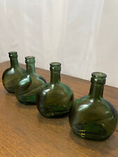 4 Vintage Small Green Portuguese Glass Bottles 4