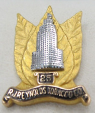 Vintage Reynolds Tobaco Co 25 year Service Pin Tie Tack 1/10 10k Gold Filled GF picture