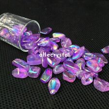 TOP 50G Purple Rainbow Aura Titanium Tumbled Stone Quartz Crystal Healing picture