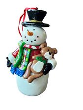 Adorable Snowman with Teddy Bear Ornament picture