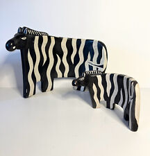  Zebras  Mid century Modern Abstract 2 soapstone curved figurines Heavy  picture