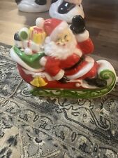 Vintage Empire Blow Mold Santa In His Sleigh Lighted Tabletop Christmas 1970 USA picture