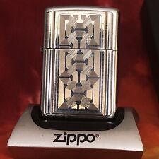 Vintage 2000 Metal Plate Chain Design Zippo Lighter New In Box Engraved RCA BACK picture