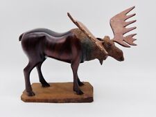 Hand Carved Detailed Ironwood Wood Bull Moose Figure Statue 11