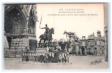1914 War Bombing of Reims Joan of Arc Statue Defies the Germans Postcard picture