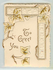 Early Raphael Tuck Small Embossed Christmas Card; Ivy & Square, To Greet You picture