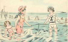 French Hand-Colored Postcard D.T.C., L. Ser. 173 Pretty Children at the Seashore picture