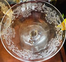 1930's Art Nouveau Cocktail Glass Scroll Bryce Barware Intricate Etch 2 Sizes-7 picture
