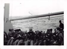 Old Photo Snapshot US Navy Army Men Soldiers At Sea On Ship Ocean 5A5 picture