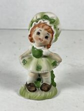 Vintage MCM Dancing Irish Lass Ceramic Figurine Made In Japan 4” Shamrocks picture