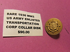 VERY RARE 1936 WWII US Army Enlisted Transportation Corp Collar Disk picture