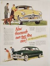 1950 Print Ad The '50 Ford Convertible & Tudor Sedan Thousands Own Two Fine Cars picture