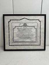 Disneyland's Haunted Mansion Framed Death Certificate 30th Anniversary 1999 picture