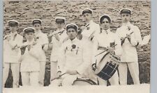 BOYS MARCHING BAND c1910s real photo postcard rppc street parade music uniform picture