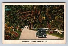 Galesburg IL-Illinois, General Greetings, Vintage Cars Souvenir Vintage Postcard picture