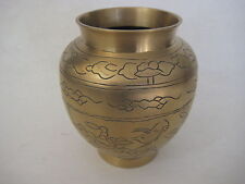 Nice Chinese Hand Carved Brass Vase/pot, 5 1/2