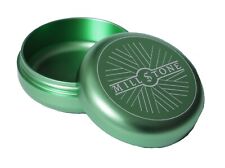 Millstone Tobacco Herb Storage Jar Metal Container Aluminum Tin Air Tight Green picture