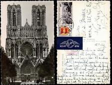 1952 VINTAGE Real Photo Reims Cathedral POSTCARD -  Interesting but Sad Message picture