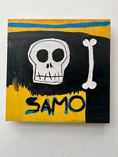 Jean-Michel Basquiat painting on wood (Handmade) signed and stamped mixed media picture