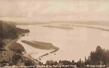 RPPC Aerial View Crown Point Columbia River Highway Oregon Train Tracks Postcard picture