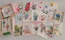 Vtg 1940s Box Unused Greeting Cards Bluebird Rose Bow Butterfly Baby Bouquet + picture
