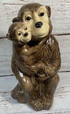 VTG 1979 Mother & Baby Monkey / Chimp Odd Creepy Statue 13” Ceramic Odd Figure picture