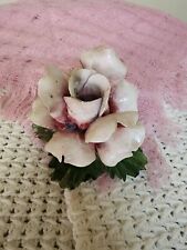 Nuevo Capodimonte Porcelain Pink Rose Taper Candle Holder Figurine with Box picture