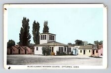 Ottumwa IA-Iowa, Blue Classic Modern Courts, Vintage Postcard picture