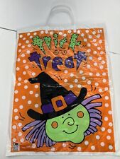 Vintage 2001 Kmart Halloween Witch Orange Plastic Bag Treat Or Treat With Handle picture