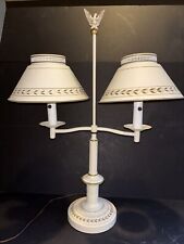 Vintage French Style Tole Painted Bouilotte Metal Shade Double Arm Table Lamp picture