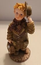 Vintage Boy Figurine Jacket Scarf Bag Hat Tipping Collector Home Decor picture