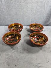 Lot of 4 RUSSIAN KHOKHLOMA LACQUERED Hand Painted Wood Bowls Folk Art picture