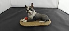 MYDOG Boston Terrier w Red Ball Stone Resin Figurine 8inch T1 picture