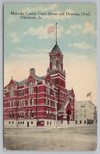 Hotel & Resort~Mahaska County Courthouse & Downing Hotel~Vintage Postcard picture