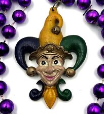 Jester Fleur de Lis Mardi Gras Bead Necklace New Orleans Colors picture