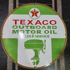 TEXACO OUTBOARD PORCELAIN ENAMEL SIGN 45 INCHES ROUND picture