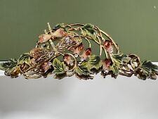 Rhinestones Jeweled Enameled Dragonfly Flower Beveled Vanity Mirror Tray 12.5'' picture
