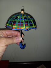 Nordstrom At Home Umbrella Plaid Glass Christmas Ornament - Poland picture