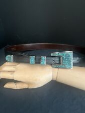 Zuni Larry M Chavez Sterling Silver & Turquoise Ranger Set And Lizard Belt picture